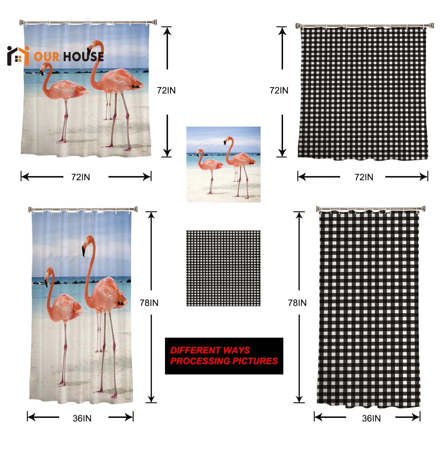 Тропические цветы 3D занавески для душа Водонепроницаемая Ванная детская