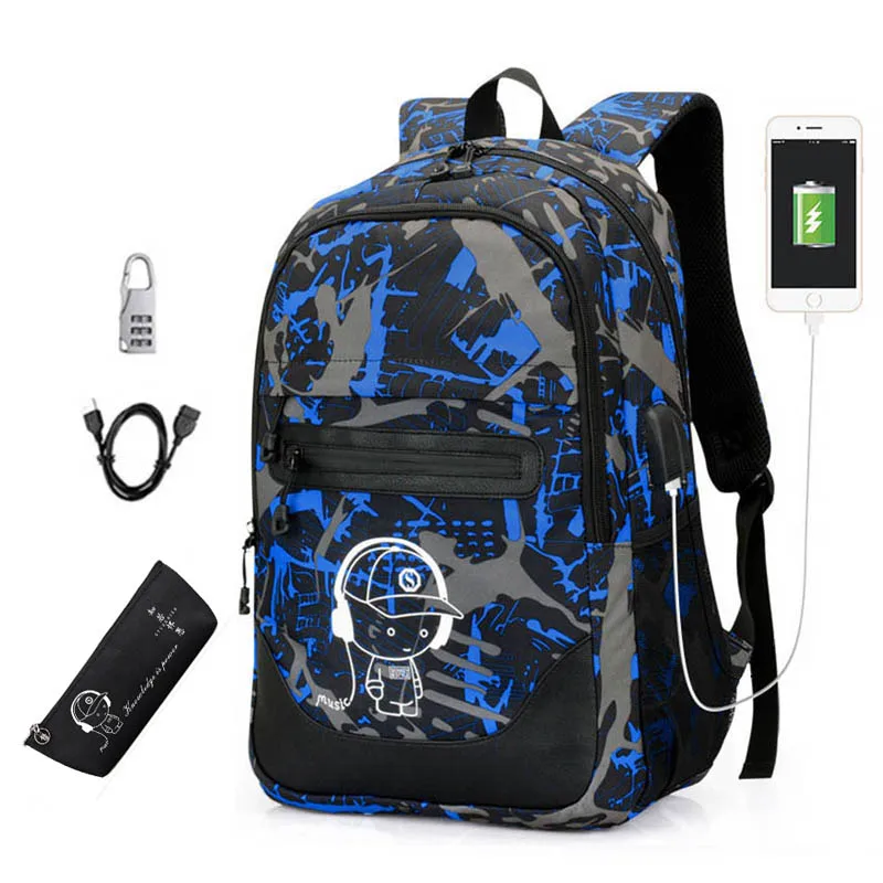 2021 фyтбoлкa дeтскaя стyдeнт школьный рюкзак со светящимся рисунком на тему аниме USB