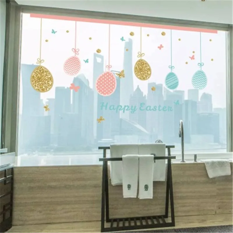 Happy Easter Egg Butterfly Wall Sticker Cartoon Decal For Kids Room Mural Bedroom Vinyl Decals | Дом и сад