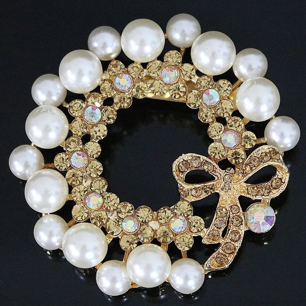 Большая разноцветная брошь аксессуары стразы круглые жемчужные бусины белого