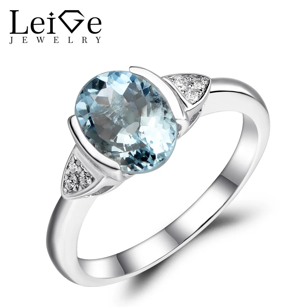 Женское овальное кольцо с аквамарином серебро 925 пробы | Украшения и аксессуары