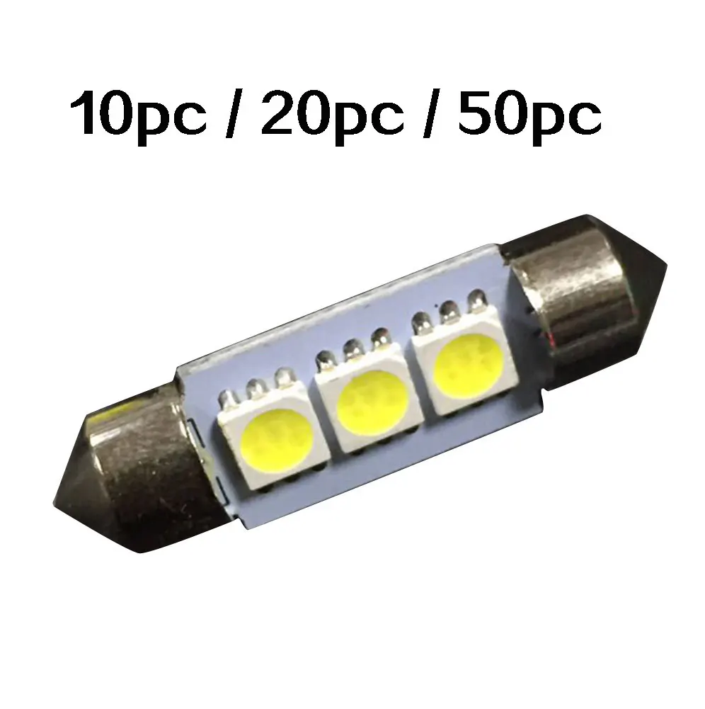 10 шт. 36 мм 3 SMD 5050 светодиодная лампа для автомобильного интерьера Festoon Dome