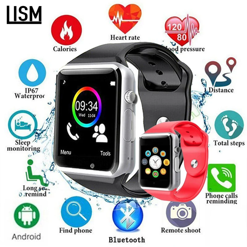 A1 наручные часы Bluetooth Смарт для мужчин Спорт Шагомер с сим камерой Smartwatch Android