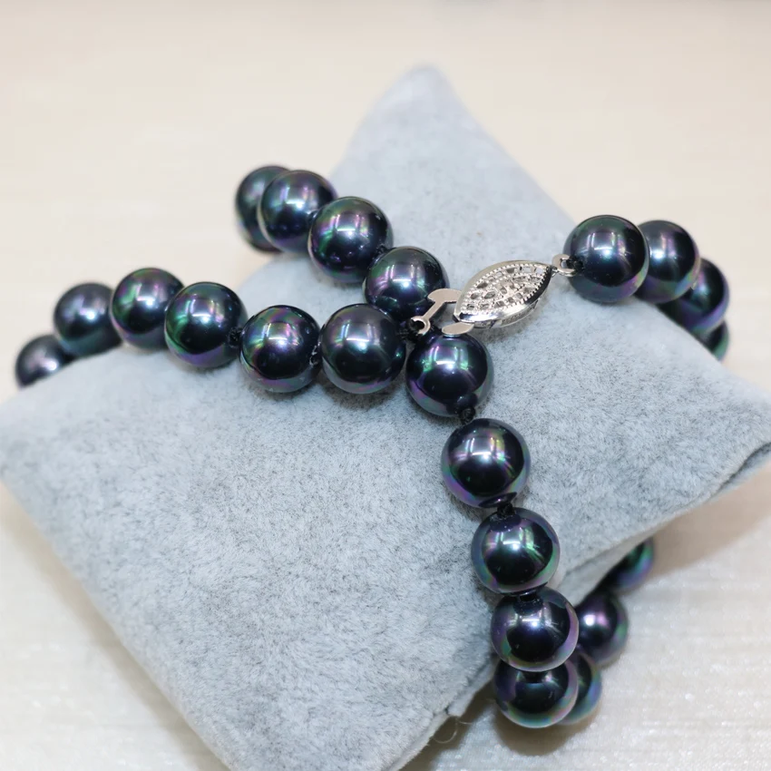 Wholesale Price Natural Black Shell Pearl 10mm Round Beads Chain Chokers Necklaces for Women Fashion Diy Jewelry 18inch B2929 | Украшения и