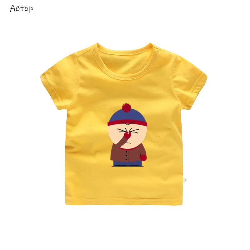 Футболка с принтом Стэн марш для мальчиков и девочек короткая футболка круглым