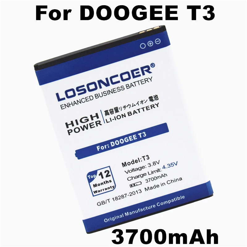 Аккумулятор LOSONCOER T3 3700 мАч мобильный телефон аккумулятор Для Doogee быстрое