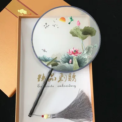 Ручная работа 100% шелк тутового шелкопряда вышивка в Сучжоу Круглый веер