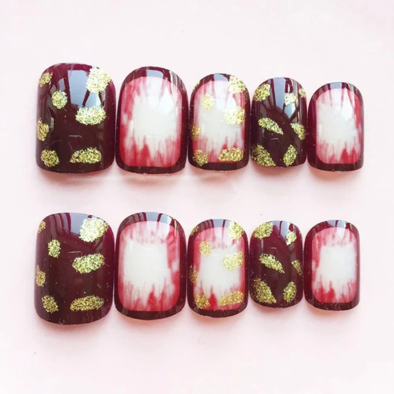 24 шт. Свадебные Благородные красные винные алмазные маникюрные 3D накладные ногти