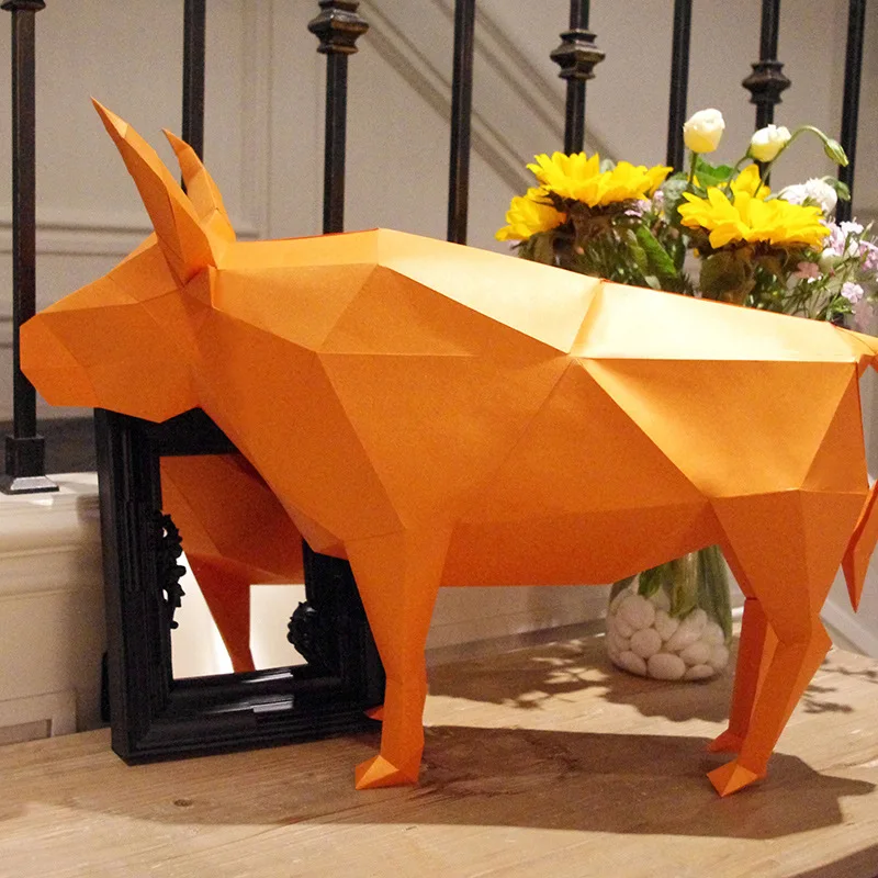 3D бумажная модель OX животное домашний декор papercraft Пазлы Развивающие DIY игрушки
