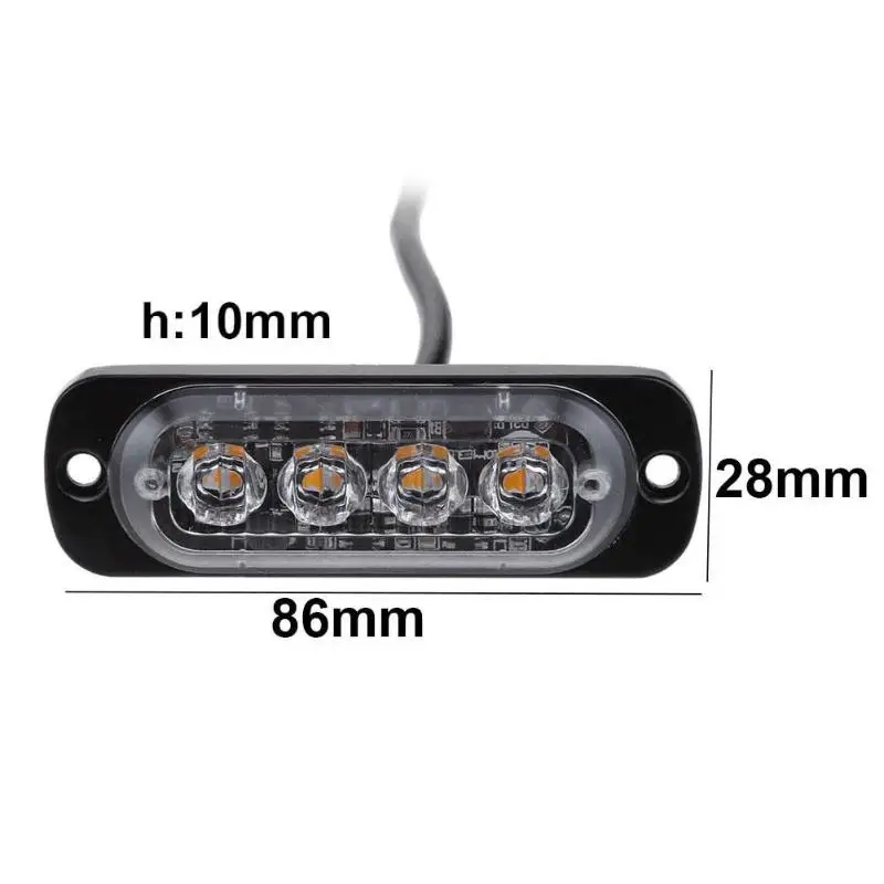 4W 12 V-24 V 4LED Тонкий для автомобиля для вспышки светильник бар грузовой автомобиль мотоцикл лампа аварийной ситуации Strobe Предупреждение светильник мото авто аксессуары, Новинка
