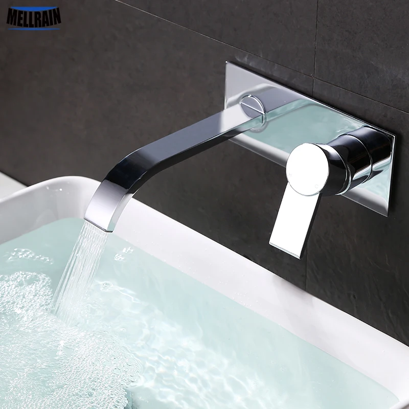 

Waterfall wall mounted basin faucet brass material chrome plated bathroom basin mixer high quality kitchen faucet sink tap