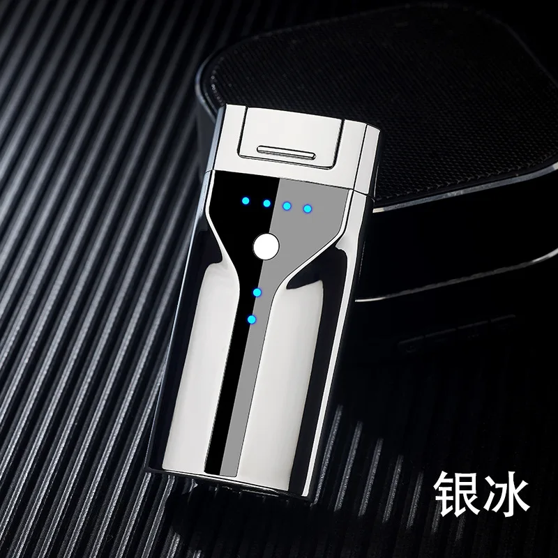 Металлическая ветрозащитная Usb перезаряжаемая двойная дуга плазменная импульсная Электронная зажигалка индикатор батареи сигареты табачные зажигалки - Цвет: 6
