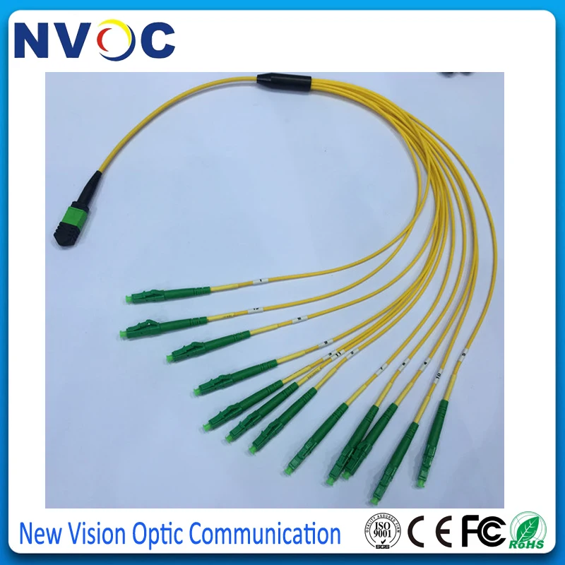 MPO/APC штекер (Nissin) 12xLC 2 0 мм Fanout волоконный патч корд для QSFP + SR 3 12C G657A1 Mini желтый LSZH
