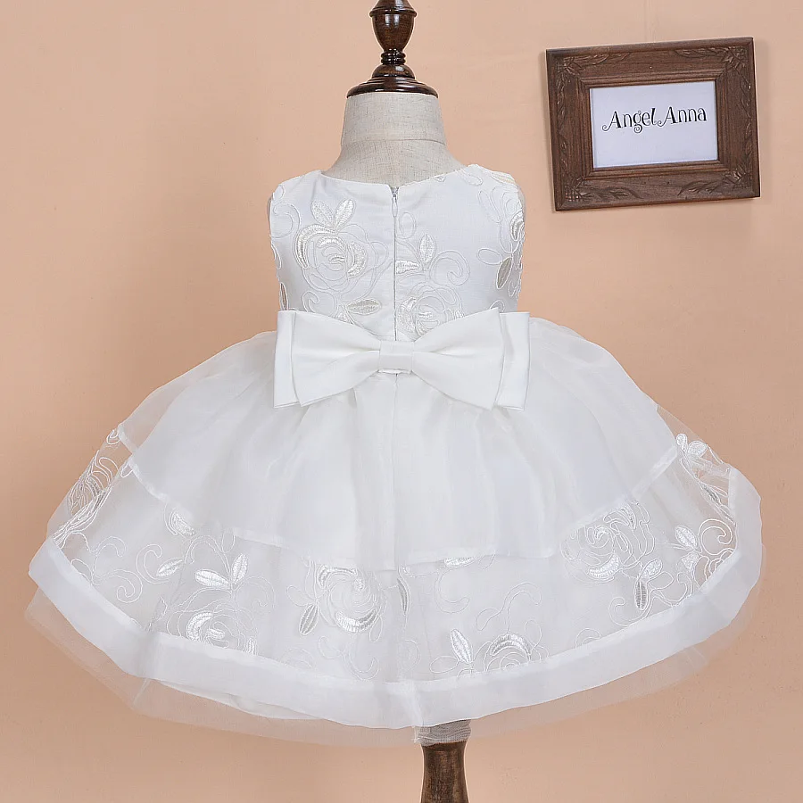 2 pcs/Set Baby Girl Party Dress Beige Dress+Hat Newborn Big Bow Christening gowns Baptism Clothes 1 year birthday dress | Детская одежда