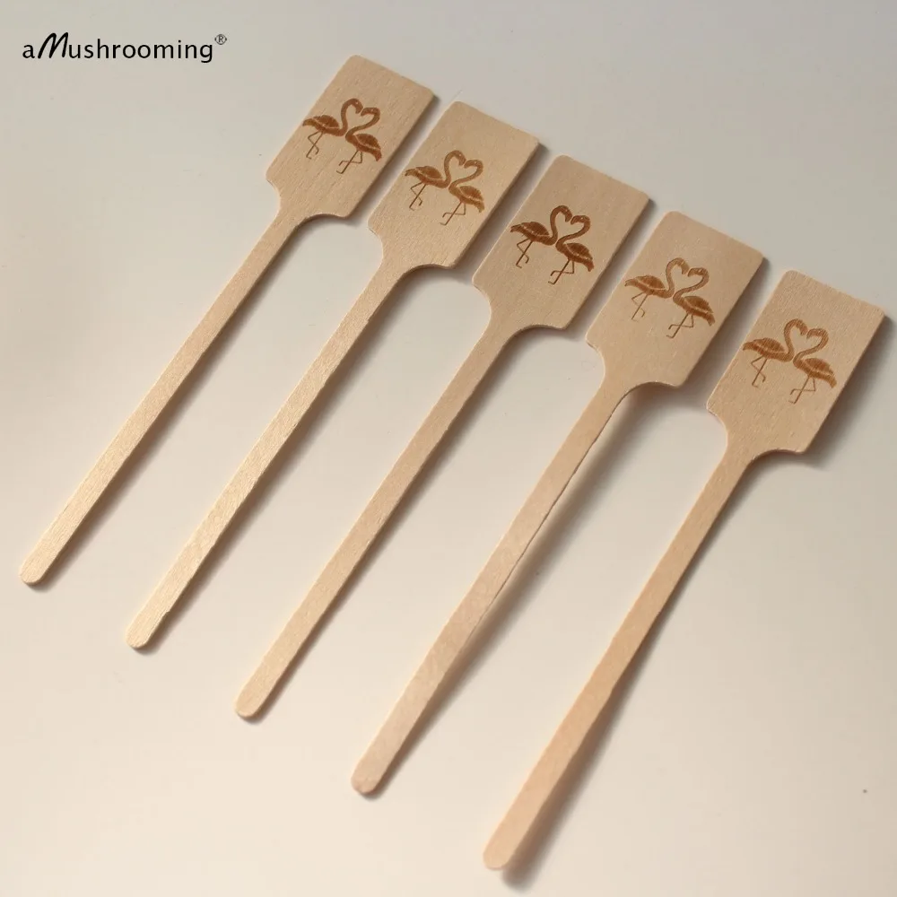 

x400 Flamingo Drink Stirrers Customized Wooden Cocktail Stir Swizzle paddle Sticks disposable party tableware