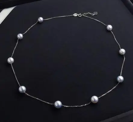 

free shipping Genuine 6.5-7mm Natural White Akoya Cultured Pearl Necklace