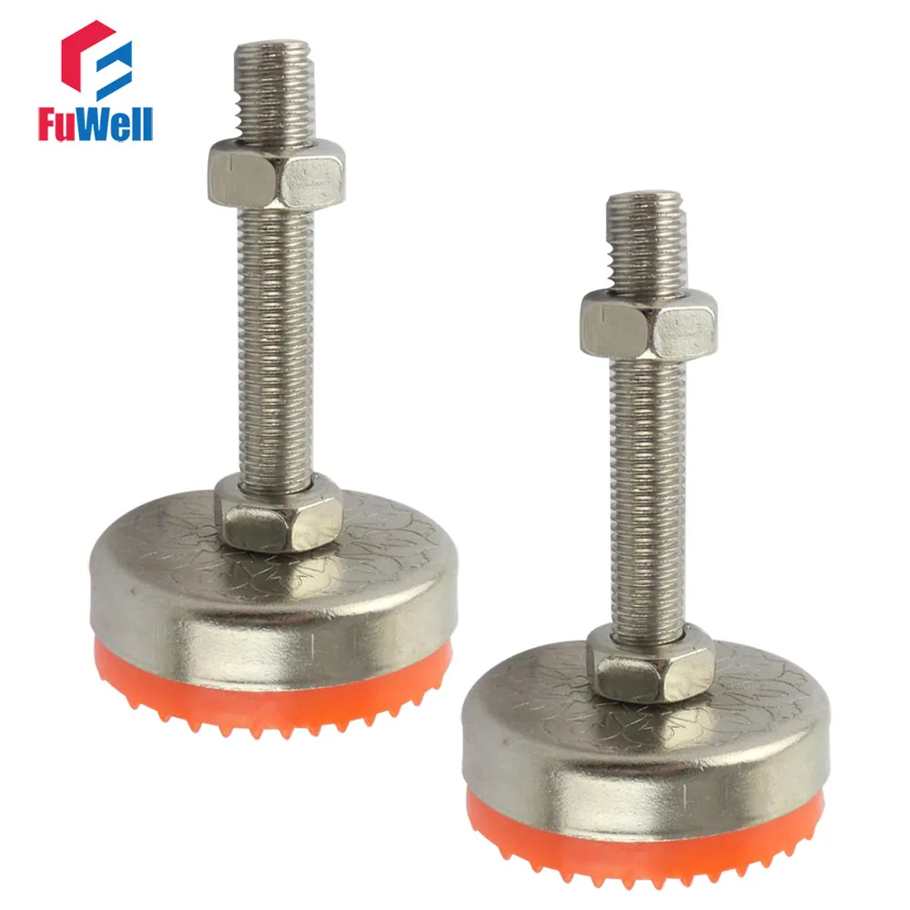 

2pcs M12/M14/M16/M18/M20 Thread Adjustable Foot Cups 80mm Diameter TPU Non-skid Base 100/120/150mm Articulated Leveling Foot