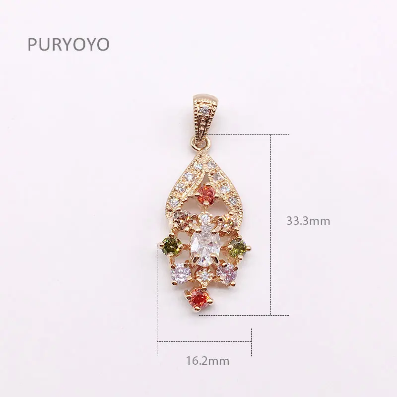 PURYOYO кристаллов меди Циркон розовое золото цвет Подвески подарок для женщин Lady