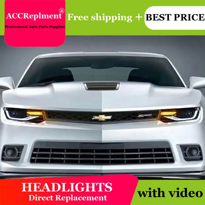 Тюнинг автомобилей для Chevrolet Camaro головной светильник s 2014 2015 Для светодиодный бар