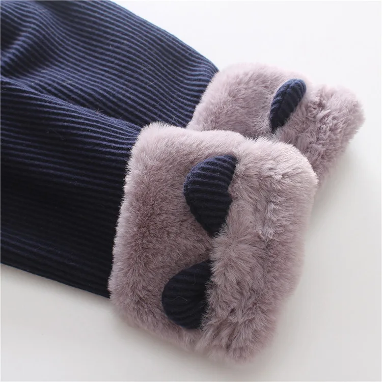 Новые штаны для маленьких девочек плотные зимние детские брюки леггинсы в рубчик