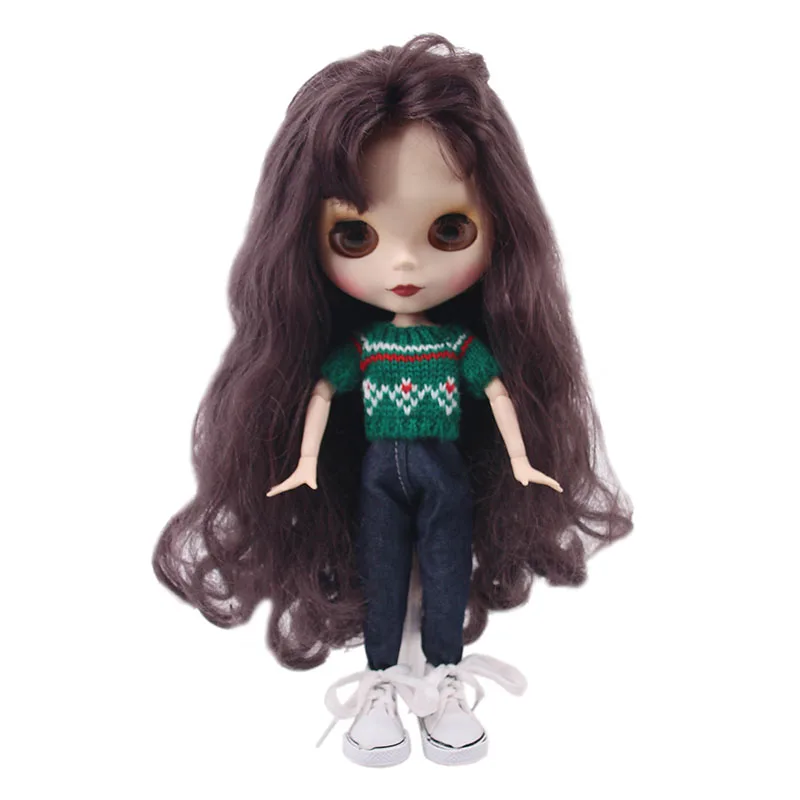 b126 Blyth кукольная одежда свитер+ джинсы 5 см 1/6 кукла парусиновая обувь для BJD кукла наше поколение Рождество девушка подарок на день рождения игрушка - Цвет: b126