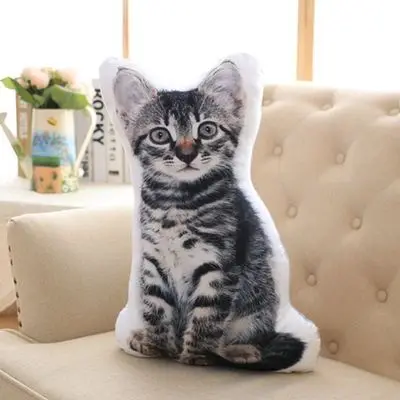 3D объемная Подушка имитация кошки плюшевая игрушка большой 55x35 см мягкая подушка