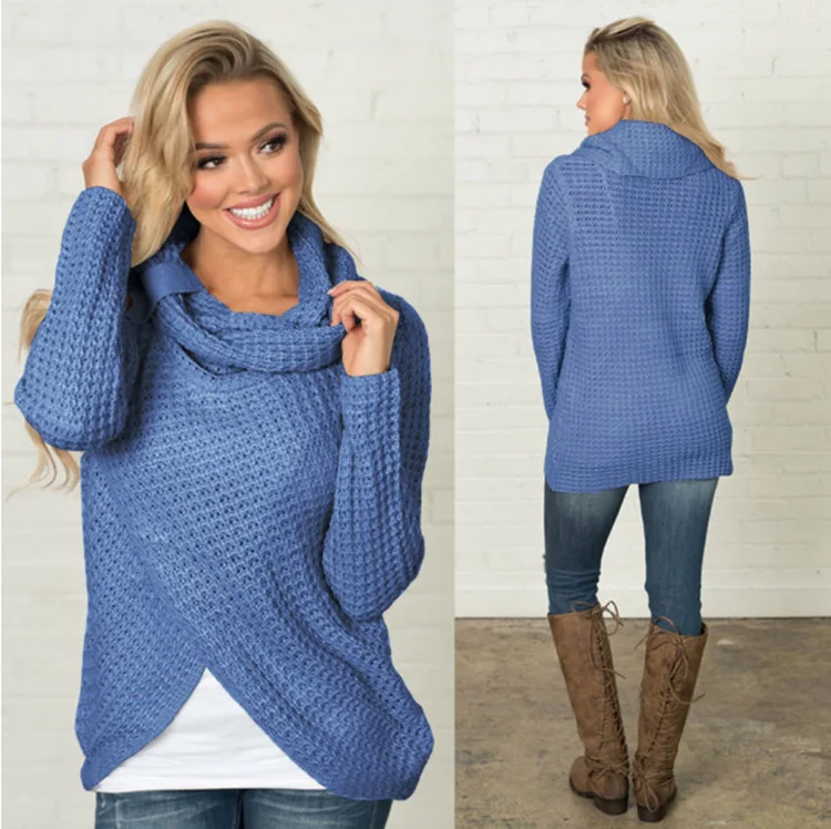 

2019 Hot sale Women knitted Long Sleeve o neck Solid girl Tops Blouse Shirt winter women clothing