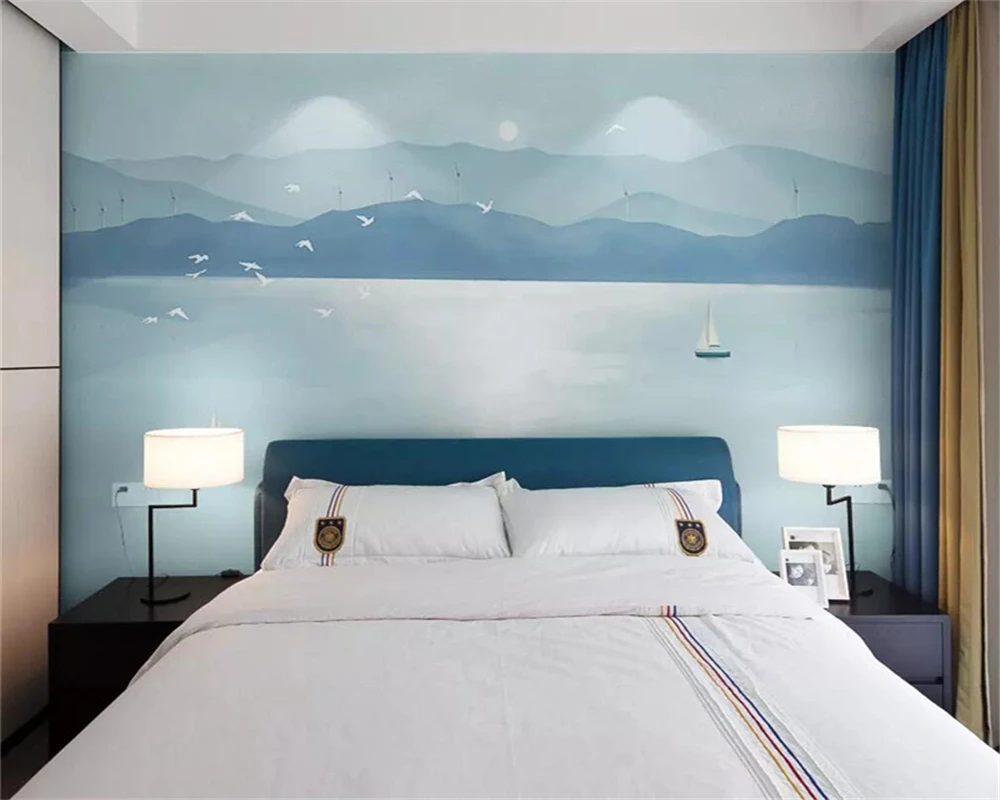 Decorative wallpaper Hand-painted sea moonlight scene background wall painting
Decorative wallpaper Hand-painted sea moonlight scene background wall painting