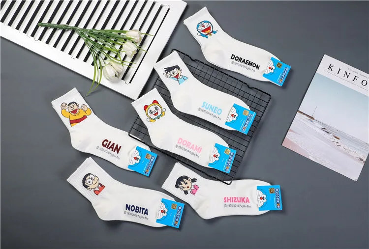 Dorami Doraemon носки с символикой аниме Nobita Nobi Minamoto Shizuka Konta Takeshi милые забавные женские весенние удобные белые хлопковые корейский носок