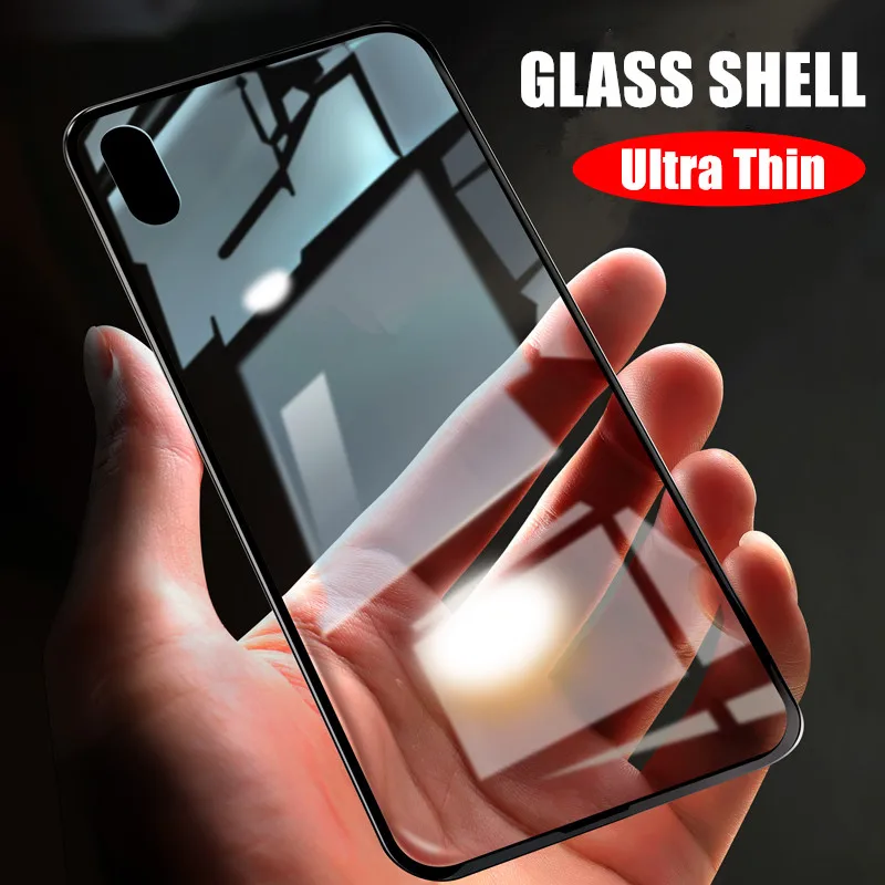 Luxury Glossy Tempered Glass Case For iPhone X Ultra Thin Silicon Transparent Cover 6 7 8 Plus XR XS Max |