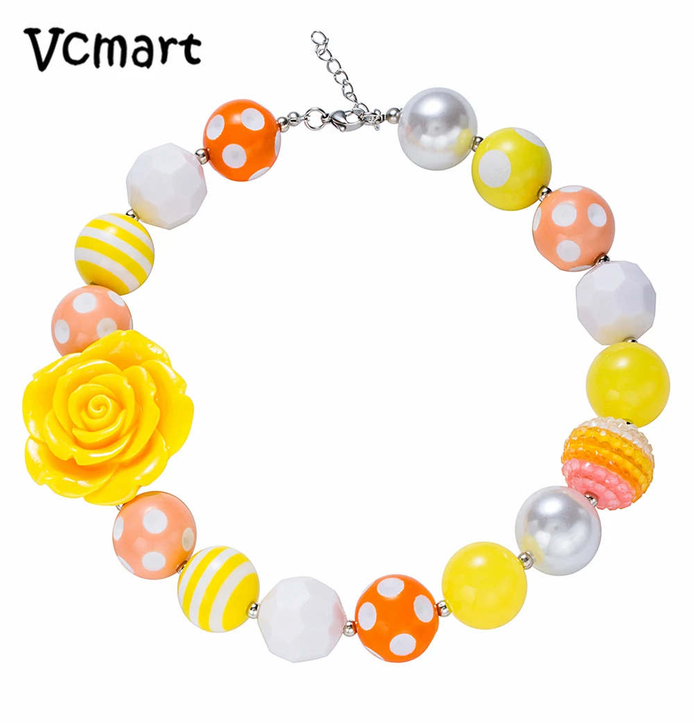 Vcmart 2018 Новый розовый цветок массивное ожерелье из бисера желтое милое