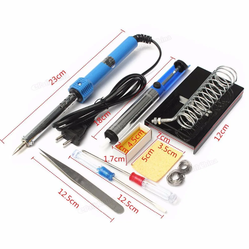 220V электрический сварочный припой комплект, 30 Вт, 40/60W EU Plug паяльной 9in1 DIY станция инструменты для стартера набор с железный Стенд Desolder насос