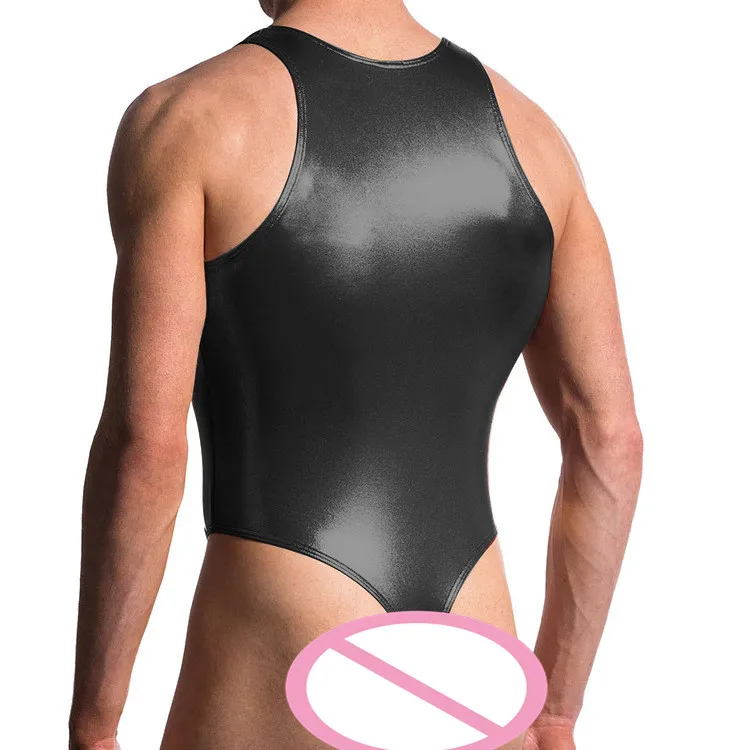 Unisex Catsuit Men Faux Latex Leather Wetlook Costumes Gay Body Harnesses Wear Sexy Swimwear Apparel Bikini Teddies Bodysuits |