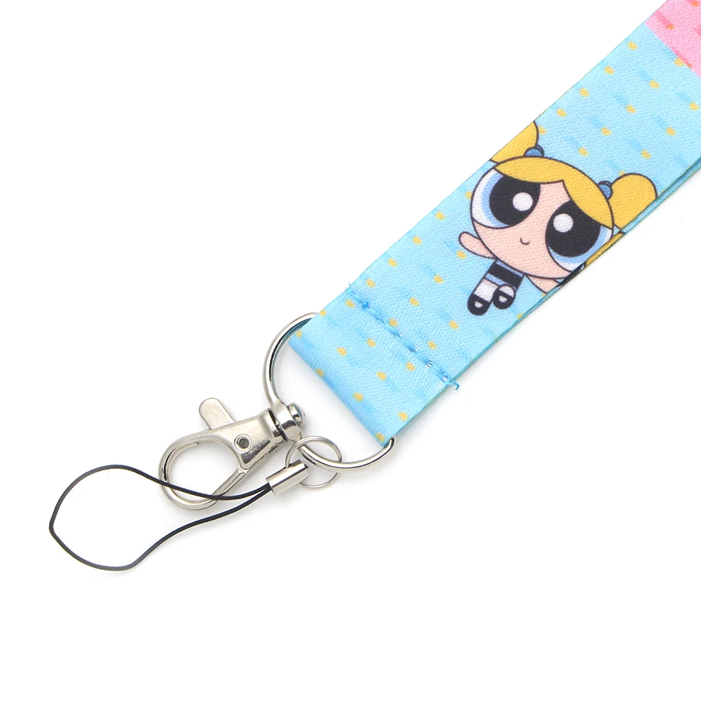 V195 Powerpuff девушки ремешки с анимационными персонажами шнурки ID значок шеи ремни веревка цепи ожерелье ювелирные изделия