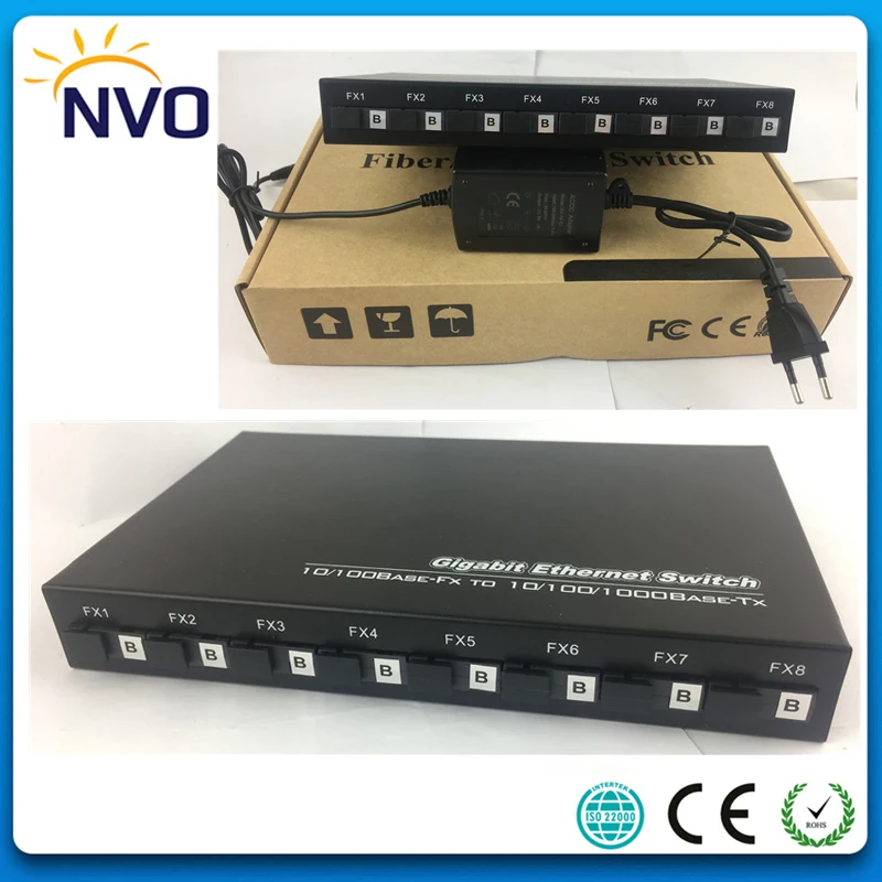 8 100M Optical Fiber B Side Port to 2 1000M RJ45 Electrical Single Gigabit Ethernet Switch Euro Charger | Мобильные телефоны и
