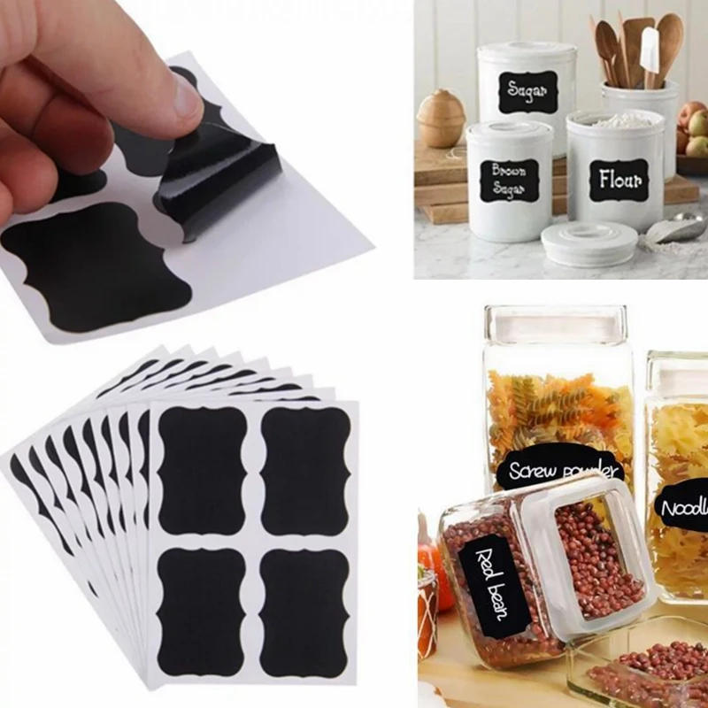 

120 Pcs Blackboard Sticker Label for Kitchen Canisters Cute Wall Sticker wedding table number Guest name Sticker