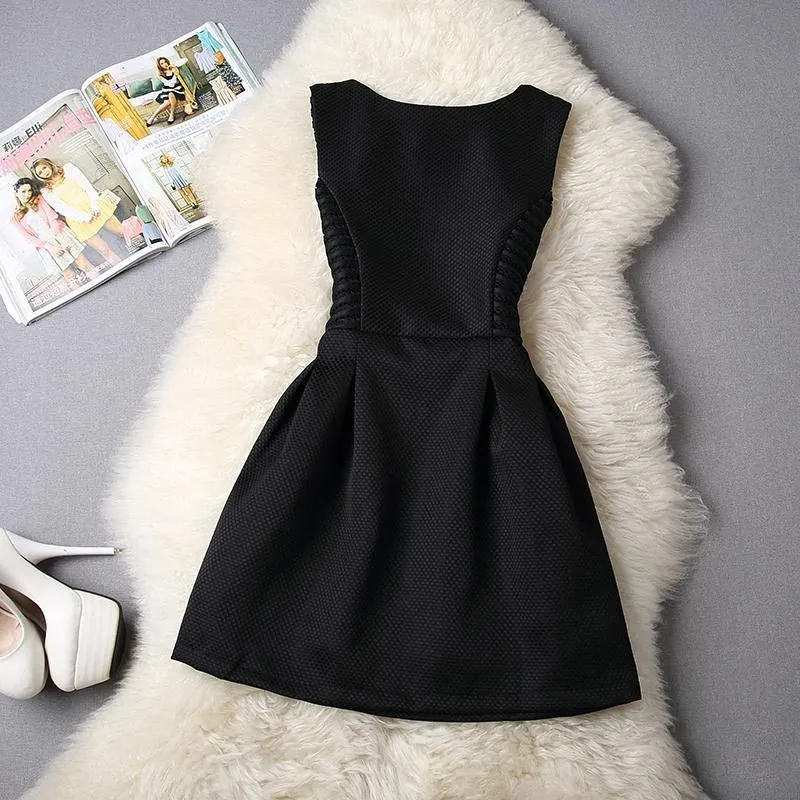 Женское Короткое платье без рукавов с круглым вырезом|women white dress|elegant short dresslittle dress