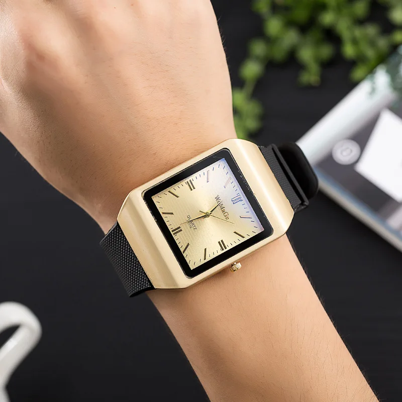 Новое поступление прямоугольные мужские часы с большим циферблатом и синим