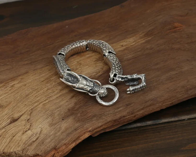 

Wholesale S925 Sterling Silver Jewelry Men Fashion Handmade Personality Retro Thai Silver Joint Dragon Domineering Bracelet