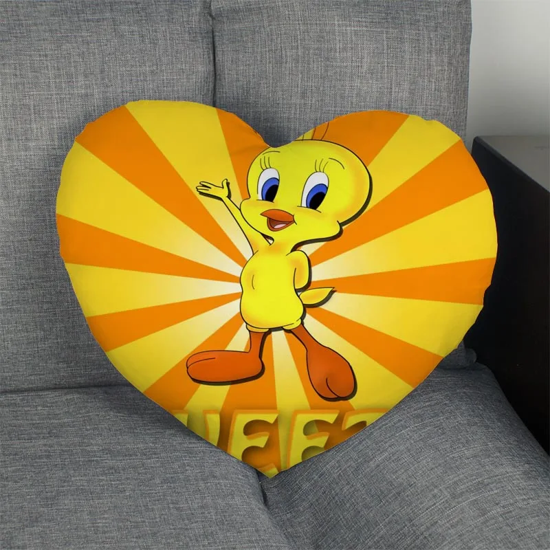 Pillow Case Птичка Твити подушка в форме сердечка выполненные на заказ Наволочка на молнии только покрыть без сердечника размер 41 x36cm, 47x42 см - Цвет: Pillow Case