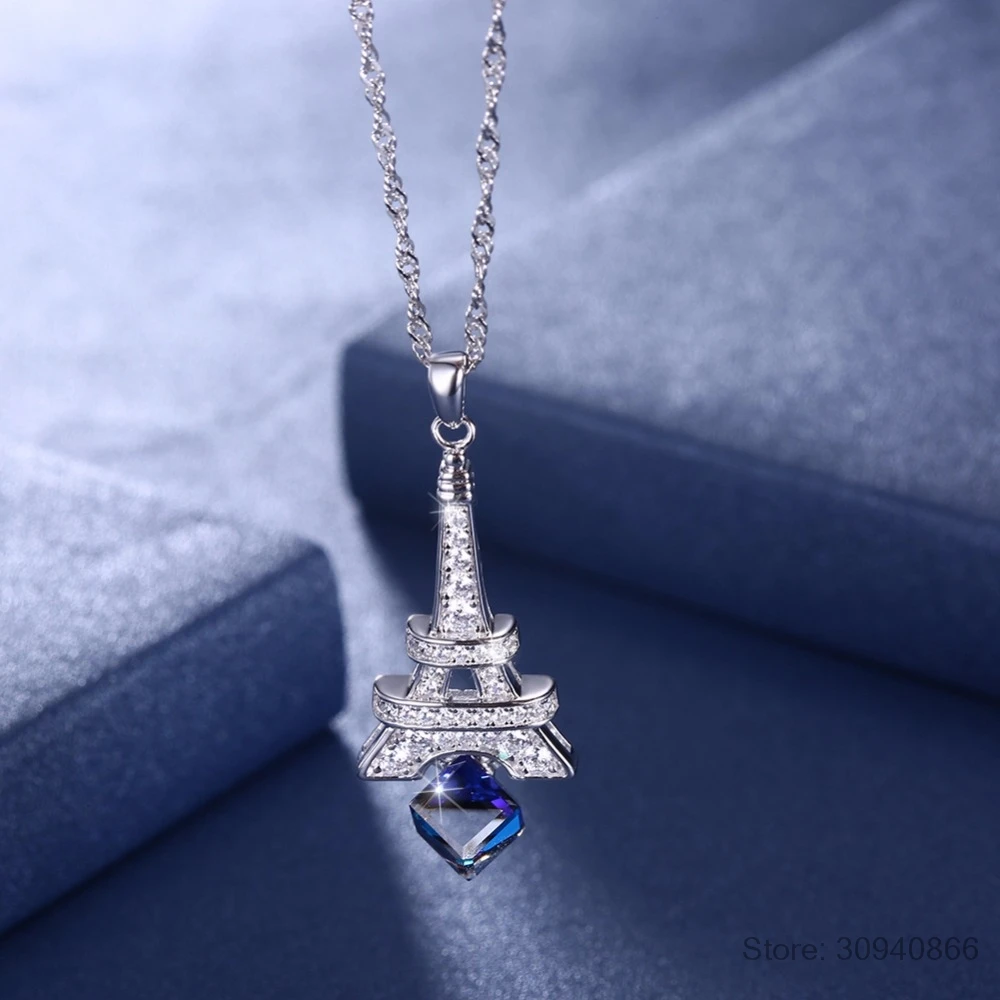 Подвески LEKANI с кристаллами SWAROVSKI в виде башни, шикарные ожерелья, S925 Серебряная цепочка, воротники для женщин, новинка, хорошее ювелирное изделие, подарки