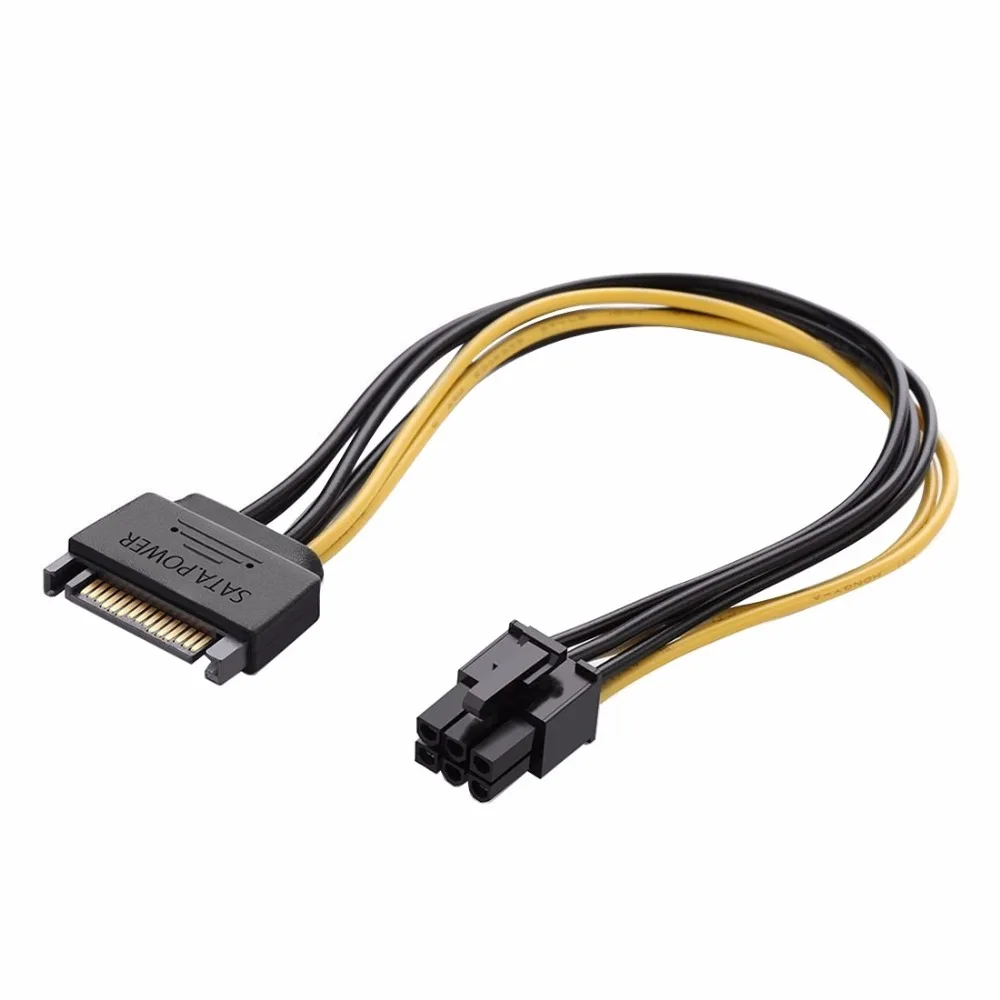

20cm SATA 15 Pin to 6 Pin PCI Express Graphics Video Card Sata Power Cable