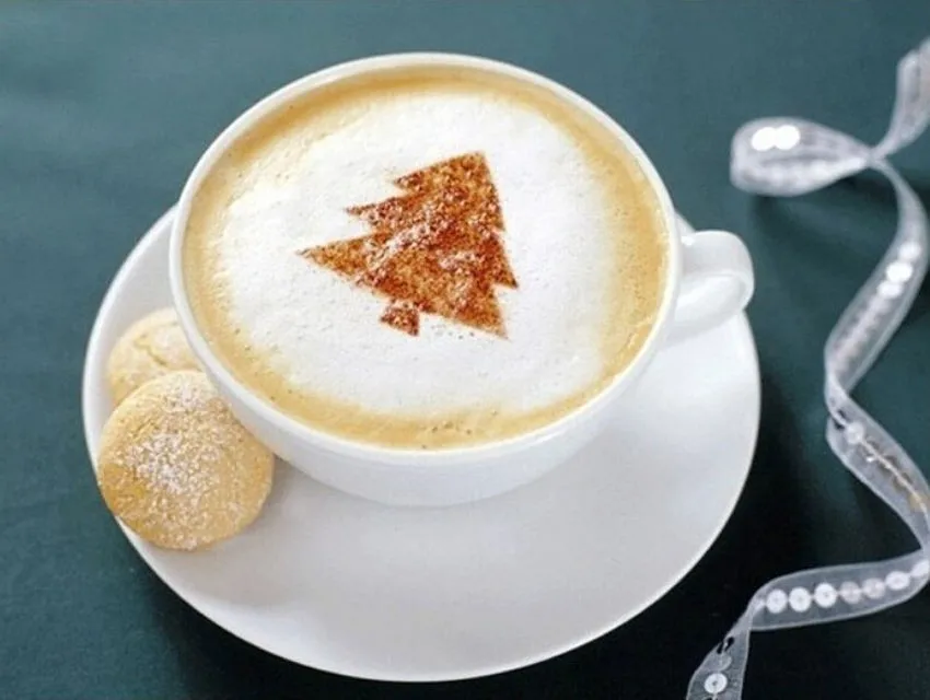 16 шт. трафарет для кофе фильтр капучино бариста шаблон формы стреч цветы коврик