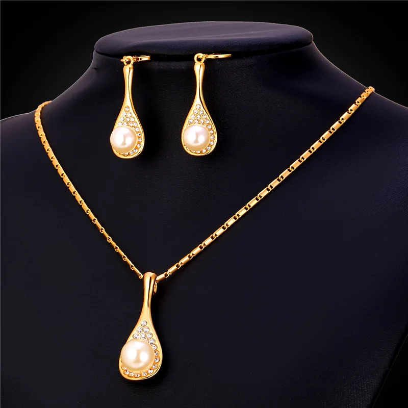 Женский ювелирный комплект из колье и серёг золотого цвета|jewelry sets for women|necklace earring
