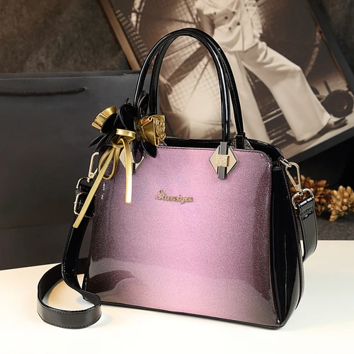 Purple M Новинка, роскошный дизайн, высокое качество, лакированная кожа, клатч, сумки с верхней ручкой, женские сумки, известные бренды, сумка-мессенджер, Bolsa Sac - Цвет: Purple M