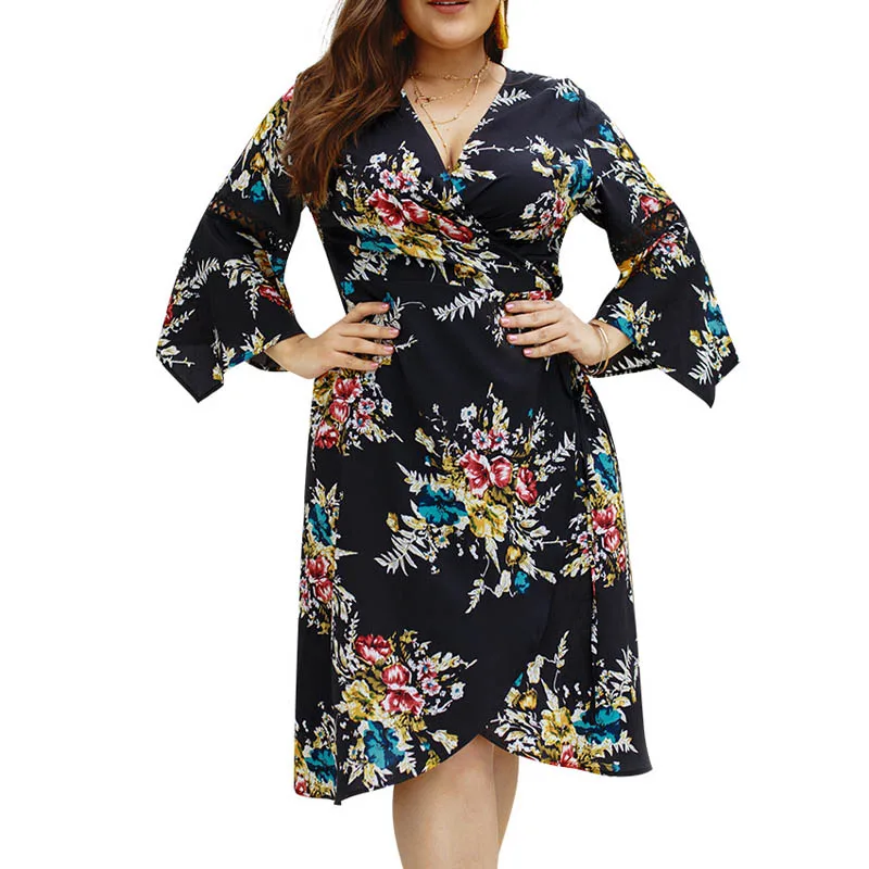 Женское платье большого размера летнее 134 см 6XL 7XL 8XL 9XL 3 вида цветов|Женские