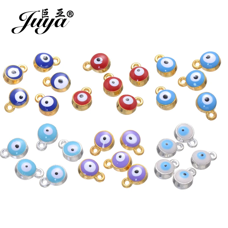

JUYA 25pcs/lot 7mm Trendy Evil Eyes Beads Alloy Charms For Bracelet Necklace Diy Jewelry Making Accessories Handmade Findings