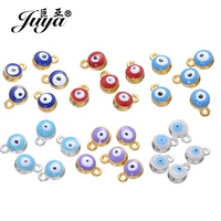 juya 25pcslot 7mm trendy evil eyes beads alloy charms for bracelet necklace diy jewelry making accessories handmade findings