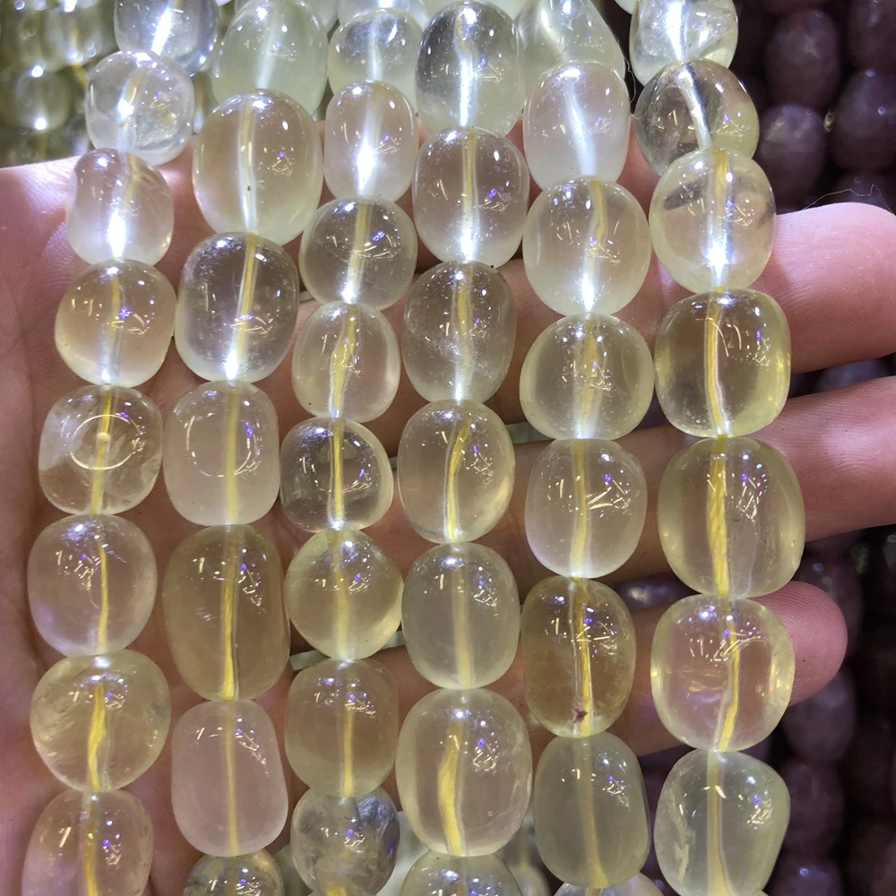 

Wholesale 2strings Natural Lemon Quartz Crystal Gem Stone Polished Nugget Beads,Genuine Gem Jewelry Making Beads,15.5"/str