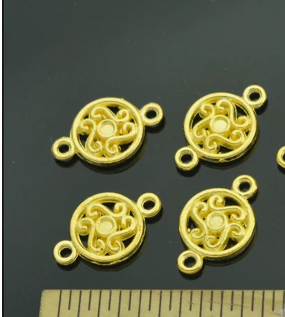 100pcs charm Double hole S round connector pendant 23*23mm gold Handmade Jewelry Making DIY Supplies European Alloy accessories | Украшения